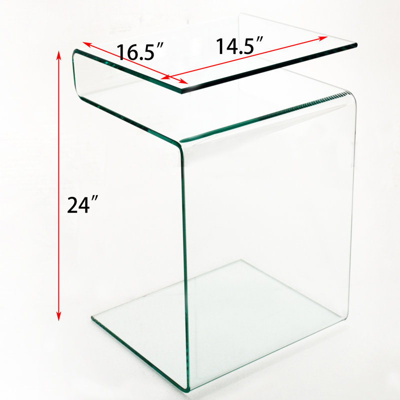 Ivy Bronx Modern Glass End Table Sshaped Side Table Sleek And Sturdy